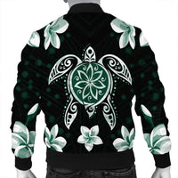 Hawaiian Greenie Turtle Plumeria Bomber Jacket AH - Polynesian Pride