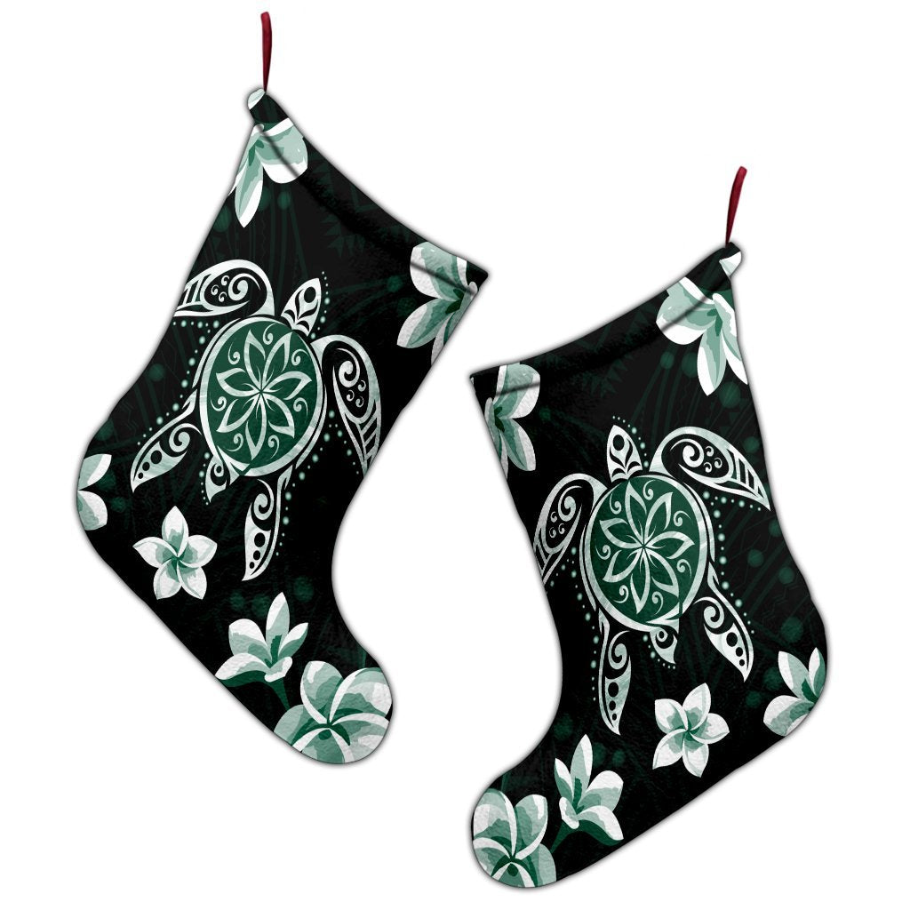 Hawaiian Greenie Turtle Plumeria Christmas Stocking AH - Polynesian Pride