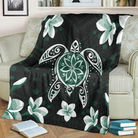 Hawaiian Greenie Turtle Plumeria Premium Blankets AH - Polynesian Pride