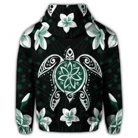 Hawaiian Greenie Turtle Plumeria Hoodie - Polynesian Pride