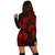 Hawaiian Hammerhead Shark Hibiscus Red Polynesian Hoodie Dress - AH - Polynesian Pride