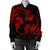 Hawaiian Hammerhead Shark Hibiscus Red Polynesian Bomber Jacket - AH - Polynesian Pride