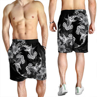 Hawaiian Hammerhead Shark Hibiscus White Polynesian Men's Shorts - AH - Polynesian Pride