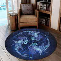 Hawaiian Hammerhead Shark Kanaka Galaxy Polynesian Round Carpet - AH - Polynesian Pride