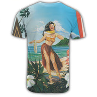 Hawaiian Hibiscus Aloha Hula Girl Dance On The Beach T Shirt - Polynesian Pride