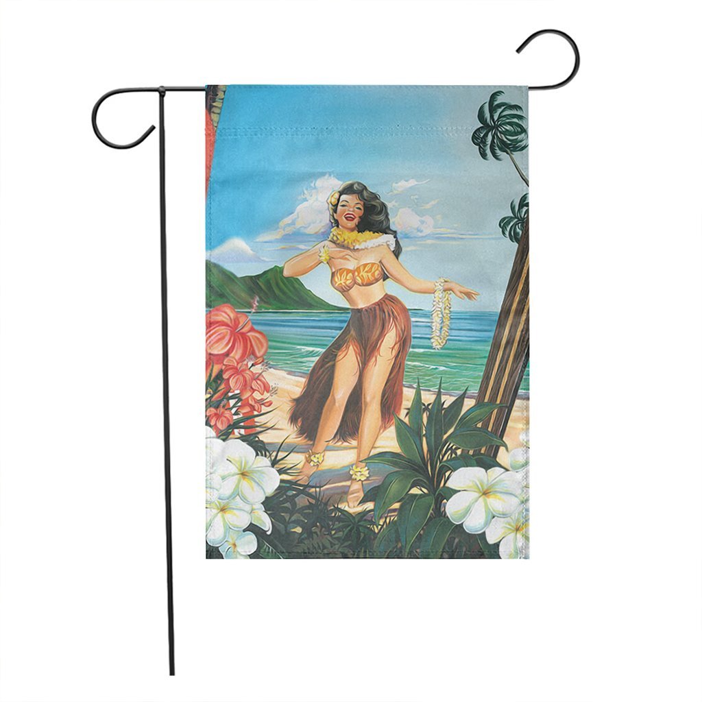 Hawaiian Hibiscus Aloha Hula Girl Dance On The Beach Flag - AH - Polynesian Pride