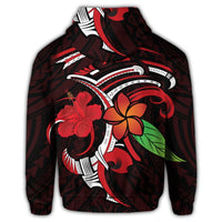 Hawaiian Hibiscus and Plumeria Flower Polynesian Zip Hoodie - Polynesian Pride