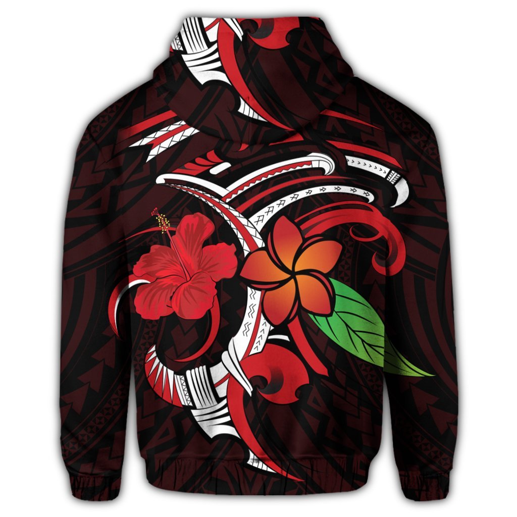 Hawaiian Hibiscus and Plumeria Flower Polynesian Hoodie - Polynesian Pride