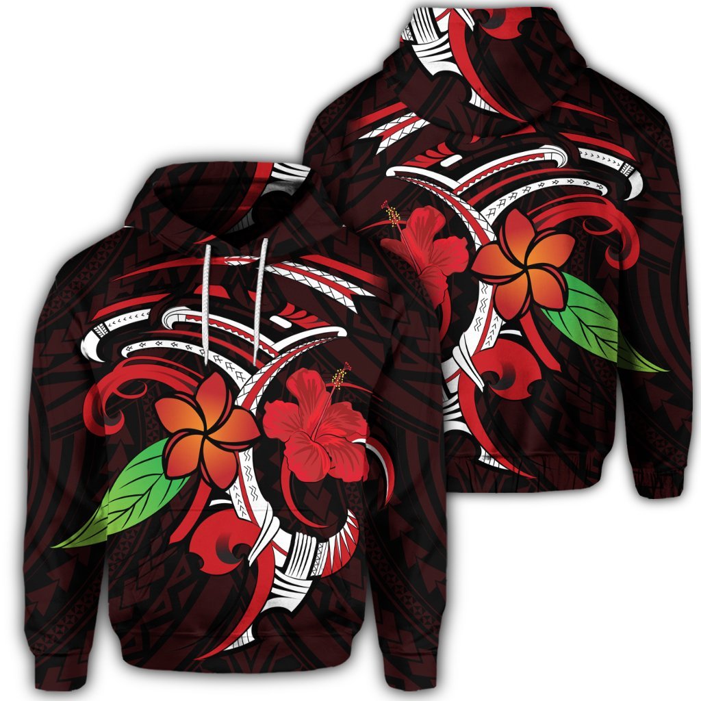 Hawaiian Hibiscus and Plumeria Flower Polynesian Hoodie Unisex Art - Polynesian Pride