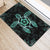 Hawaiian Hibiscus And Turtle Gold Door Mat Turquoise AH - Polynesian Pride