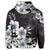 Hawaiian Hibiscus Black and White Polynesian Hoodie - Polynesian Pride