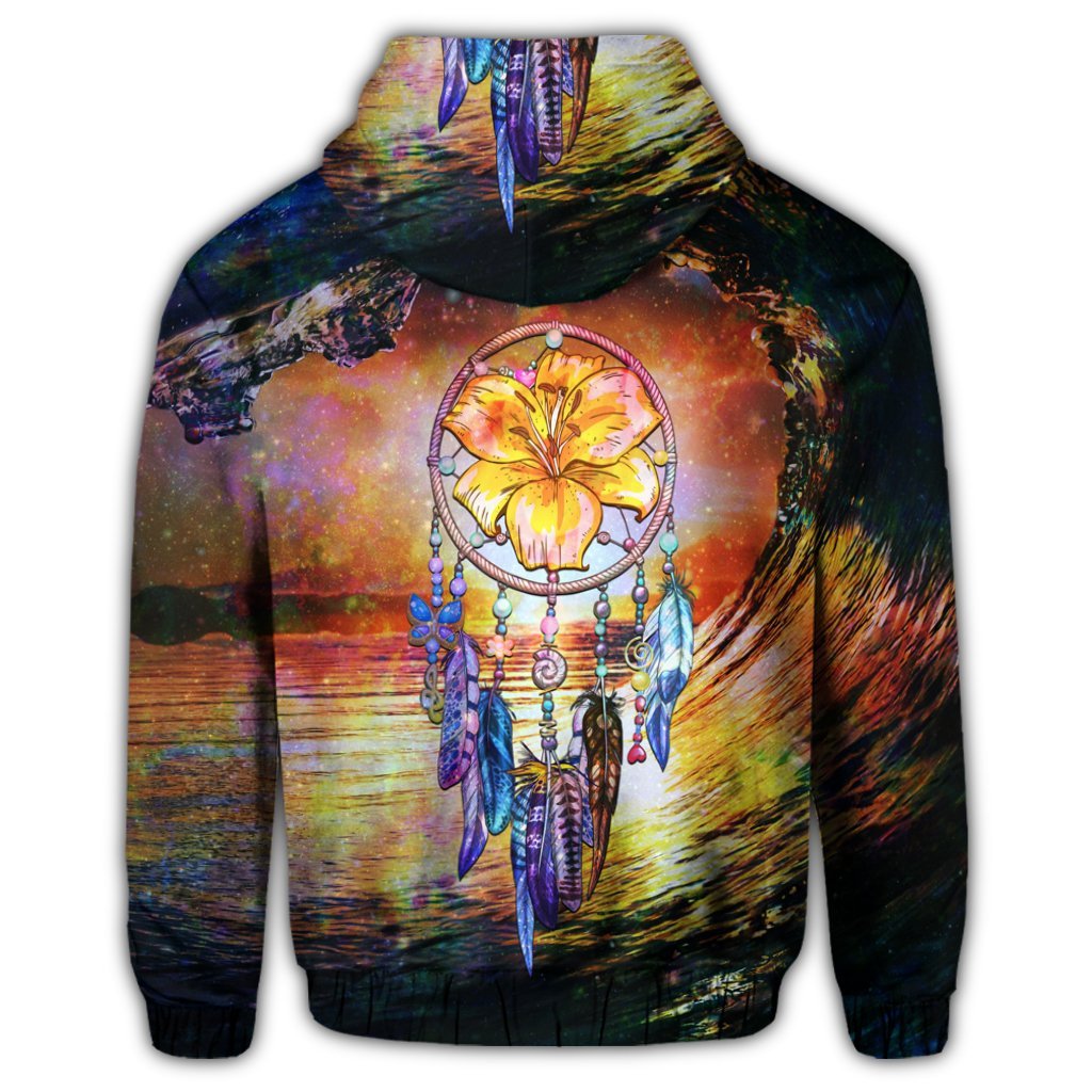 Hawaiian Hibiscus Dreamcatcher Wales Night Zip Hoodie - Polynesian Pride