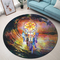 Hawaiian Hibiscus Dreamcatcher Wales Night Round Carpet - AH - Polynesian Pride