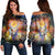 Hawaiian Hibiscus Dreamcatcher Wales Night Women's Off Shoulder Sweater - AH Black - Polynesian Pride