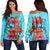 Hawaiian Hibiscus Flower Soulful Women's Off Shoulder Sweater - AH Black - Polynesian Pride