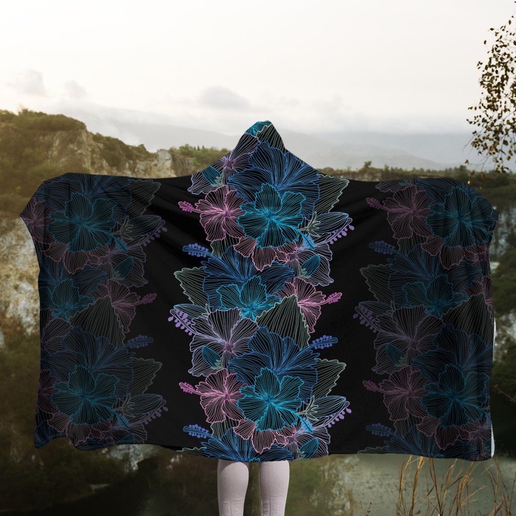 Hawaiian Hibiscus Full Color Polynesian Hooded Blanket - AH - Polynesian Pride