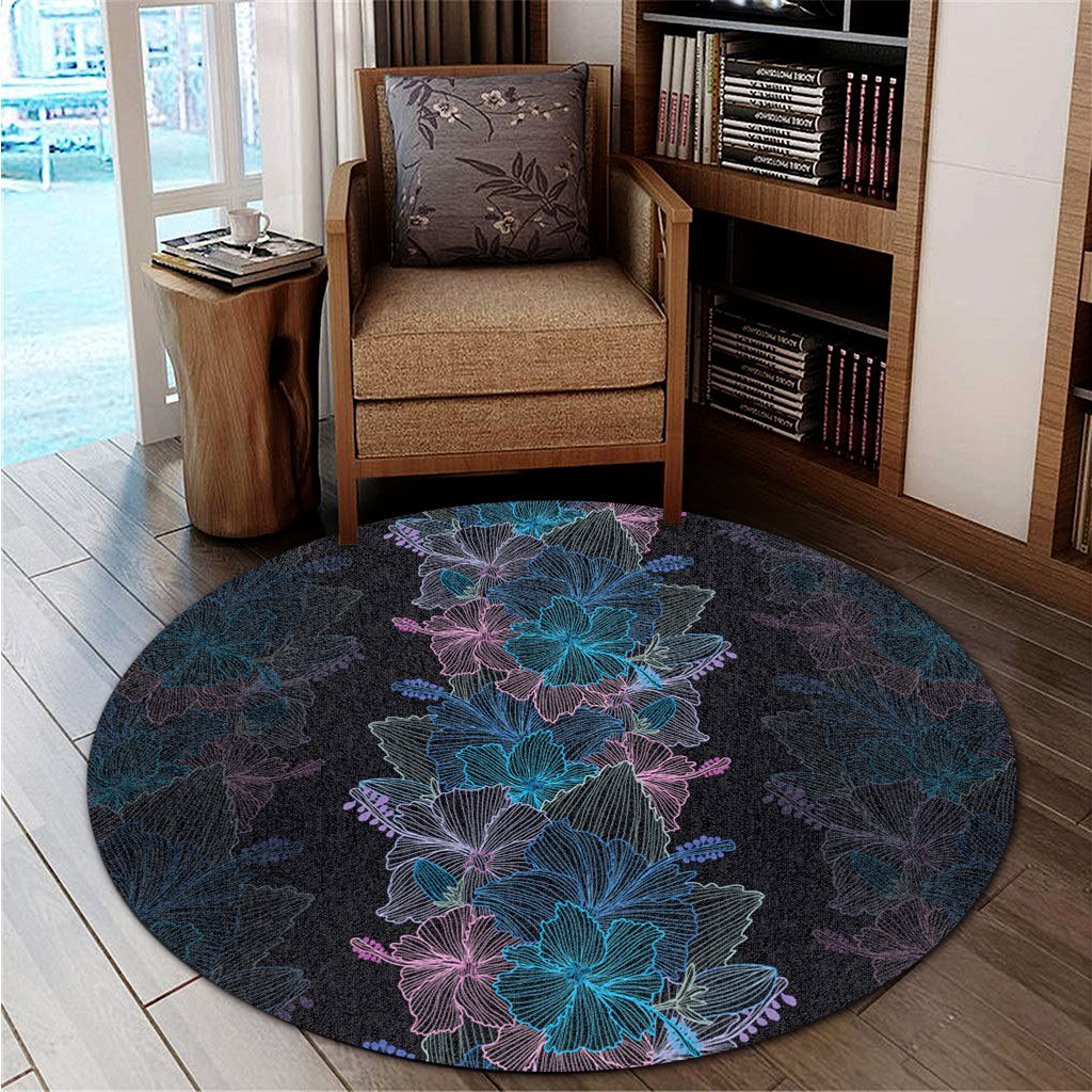 Hawaiian Hibiscus Full Color Polynesian Round Carpet - AH - Polynesian Pride