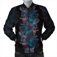 Hawaiian Hibiscus Full Color Polynesian Bomber Jacket - AH Black Unisex - Polynesian Pride