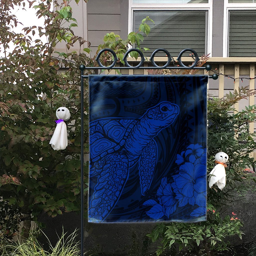 Hawaiian Hibiscus Memory Turtle Polynesian Flag Blue - AH - Polynesian Pride