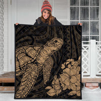 Hawaiian Hibiscus Memory Turtle Polynesian Premium Quilts Gold - AH - Polynesian Pride