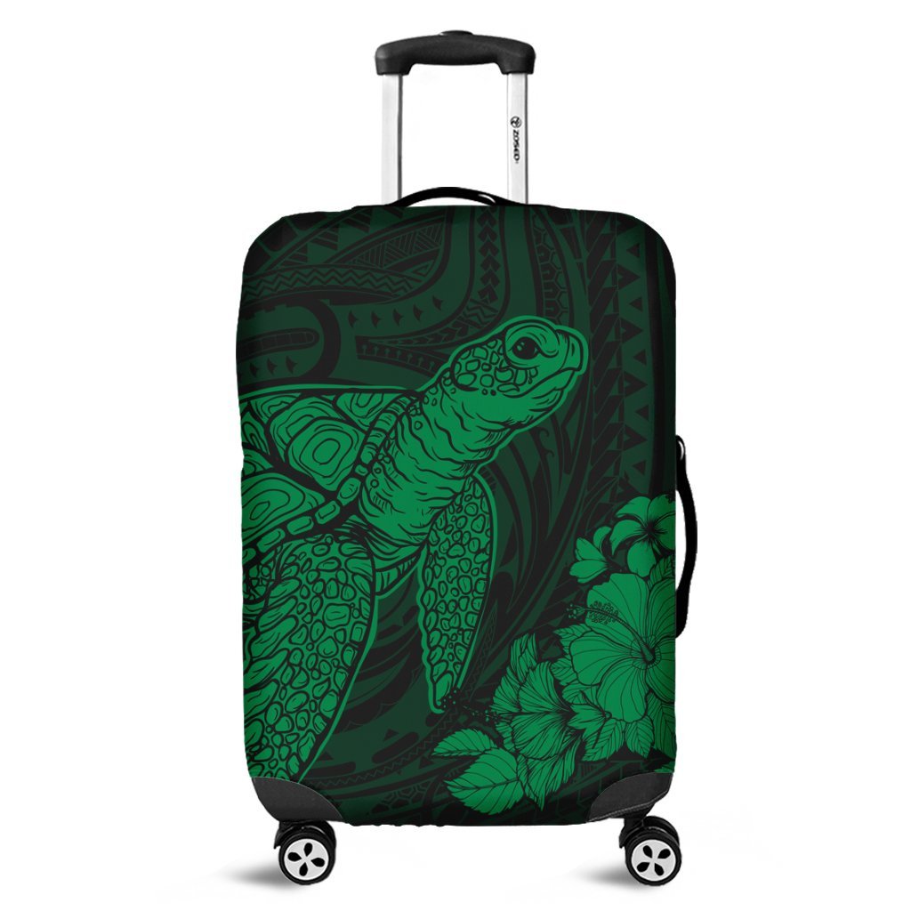 Hawaiian Hibiscus Memory Turtle Polynesian Luggage Covers Green - AH Black - Polynesian Pride