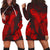 Hawaiian Hibiscus Memory Turtle Polynesian Hoodie Dress Red - AH Black - Polynesian Pride