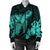 Hawaiian Hibiscus Memory Turtle Polynesian Bomber Jacket Turquoise - AH - Polynesian Pride