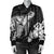 Hawaiian Hibiscus Memory Turtle Polynesian Bomber Jacket White - AH - Polynesian Pride