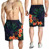 Hawaiian Hibiscus Palm Tree Background Polynesian Men's Shorts - AH - Polynesian Pride