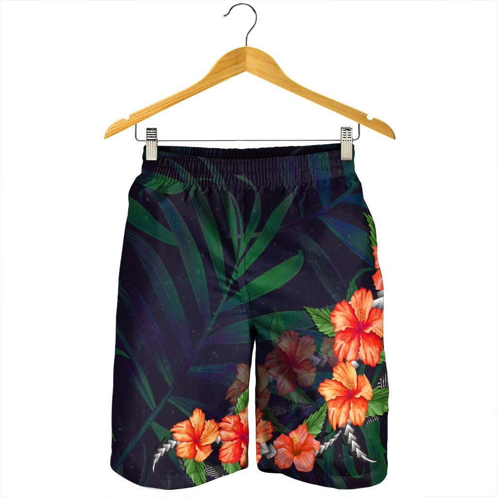 Hawaiian Hibiscus Palm Tree Background Polynesian Men's Shorts - AH - Polynesian Pride