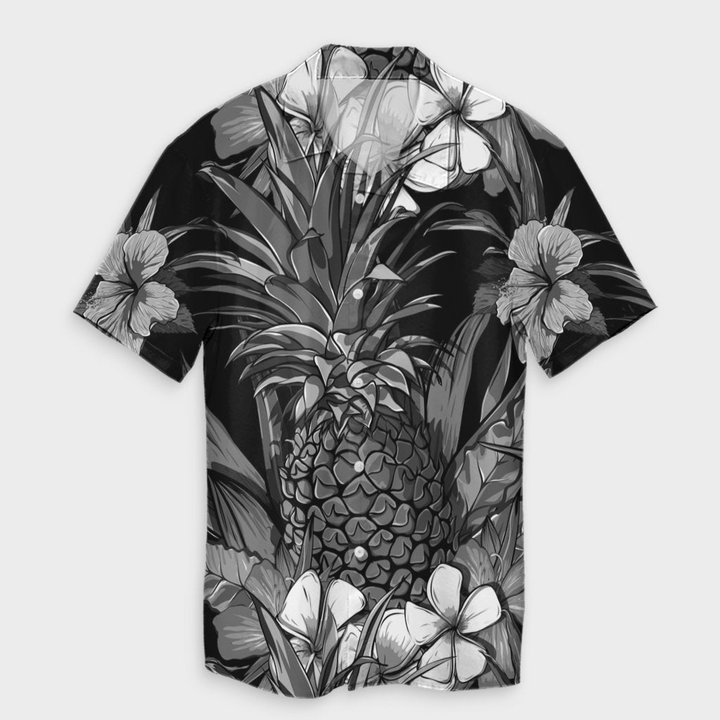 Hawaiian Hibiscus Plumeria And Pineapple Polynesian Hawaiian Shirt - AH Unisex Black - Polynesian Pride