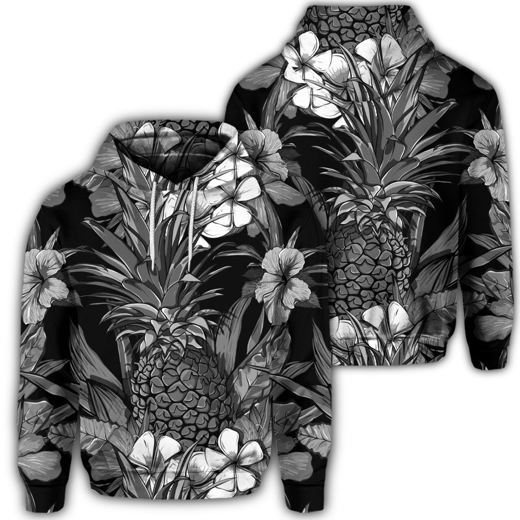 Hawaiian Hibiscus Plumeria and Pineapple Polynesian Hoodie Unisex Art - Polynesian Pride