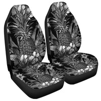 Hawaiian Hibiscus Plumeria And Pineapple Polynesian Car Seat Covers - AH Universal Fit Black - Polynesian Pride