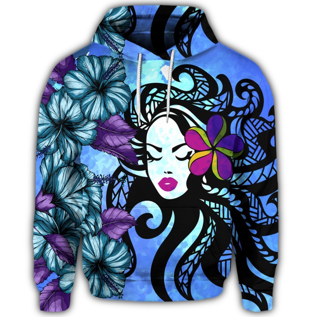 Hawaiian Hibiscus Plumeria Hula Girl Polynesian Hoodie - Polynesian Pride