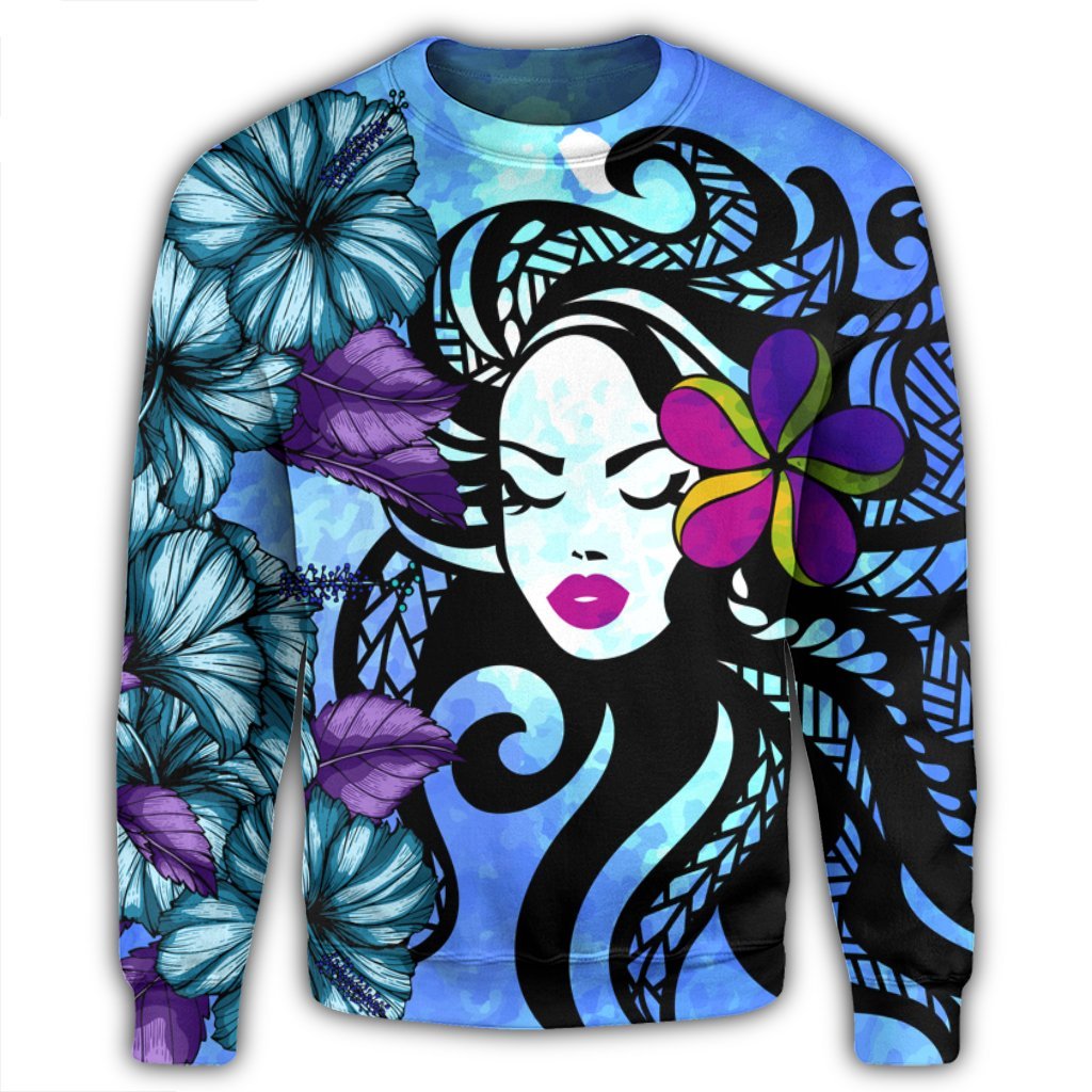 Hawaiian Hibiscus Plumeria Hula Girl Polynesian Sweatshirt - AH - Polynesian Pride
