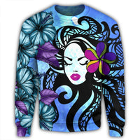 Hawaiian Hibiscus Plumeria Hula Girl Polynesian Sweatshirt - AH - Polynesian Pride