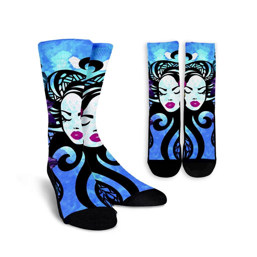 Hawaiian Hibiscus Plumeria Hula Girl Polynesian Crew Socks - AH Crew Socks White - Polynesian Pride
