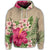 Hawaiian Hibiscus Plumeria Palm Leaves Lauhala Background Polynesian Hoodie - Polynesian Pride