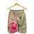 Hawaiian Hibiscus Plumeria Palm Leaves Lauhala Background Polynesian Men's Shorts - AH - Polynesian Pride