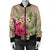 Hawaiian Hibiscus Plumeria Palm Leaves Lauhala Background Polynesian Bomber Jacket - AH - Polynesian Pride