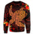Hawaiian Hibiscus Plumeria Red Big Turtle Polynesian Sweatshirt - AH - Polynesian Pride