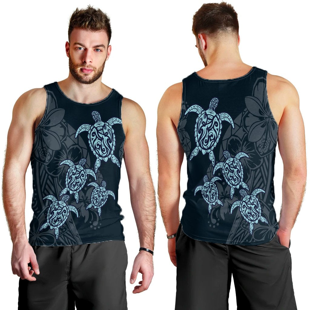 Hawaiian Hibiscus Plumeria Sea Turtle Polynesian Tank Top - AH - Polynesian Pride