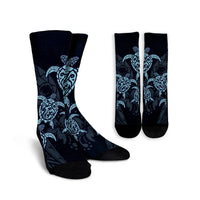 Hawaiian Hibiscus Plumeria Sea Turtle Polynesian Crew Socks - AH Crew Socks White - Polynesian Pride