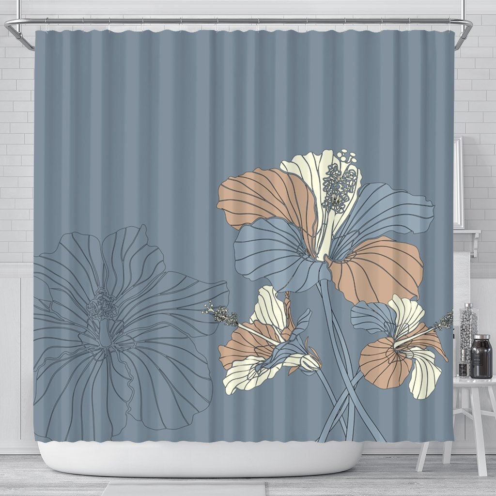 Hawaiian Hibiscus Polynesian Shower Curtain - AH 177 x 172 (cm) Black - Polynesian Pride