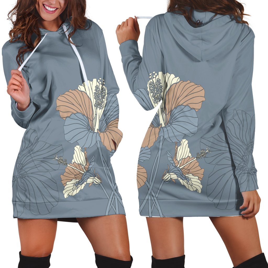 Hawaiian Hibiscus Polynesian Hoodie Dress - AH Black - Polynesian Pride