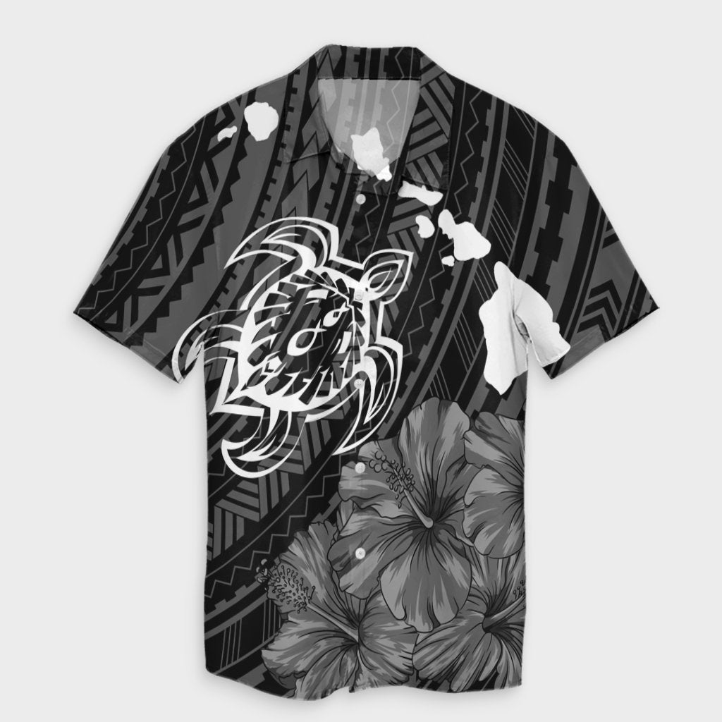 Hawaiian Hibiscus Sea Turtle Swim Polynesian Hawaiian Shirt - AH Unisex Black - Polynesian Pride