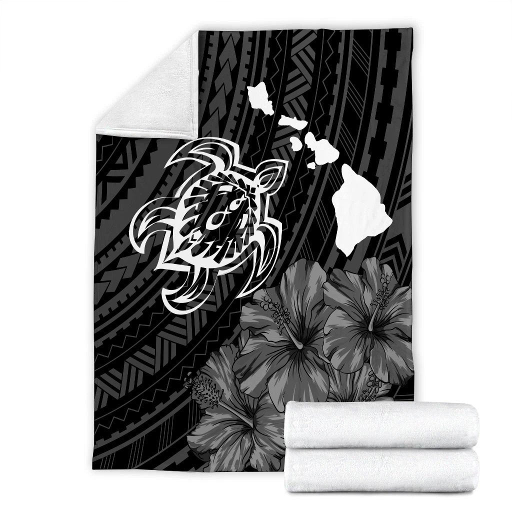 Hawaiian Hibiscus Sea Turtle Swim Polynesian Premium Blankets - AH - Polynesian Pride