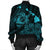 Hawaiian Hibiscus Sea Turtle Swim Polynesian Bomber Jacket - Blue - AH - Polynesian Pride