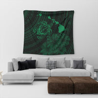 Hawaiian Hibiscus Sea Turtle Swim Polynesian Tapestry - Green - AH - Polynesian Pride