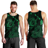 Hawaiian Hibiscus Sea Turtle Swim Polynesian Tank Top - Green - AH - Polynesian Pride
